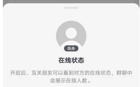 隐私设置页面中的在线状态选项