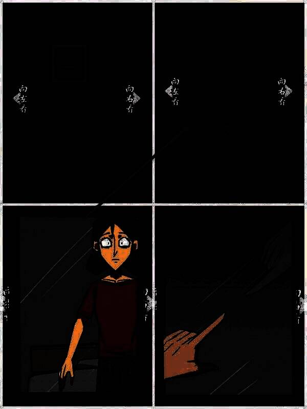 开灯及镜子出现眼睛图案的画面