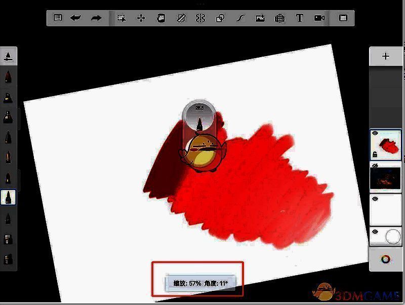 两指捏合旋转画布操作示意图