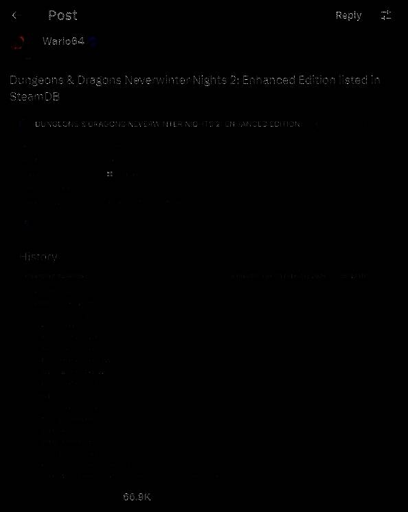 SteamDB上《D＆D：无冬之夜2增强版》相关数据图片