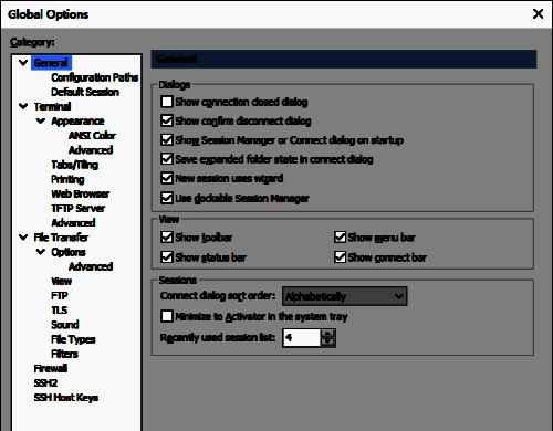 Global Options操作对话框图