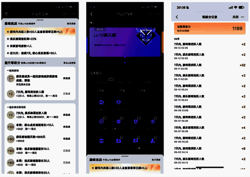 等级更新及挑战展示图