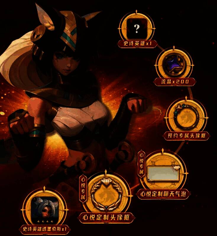 预约礼包领取界面，展示预约成功后可领取的限定道具与资源