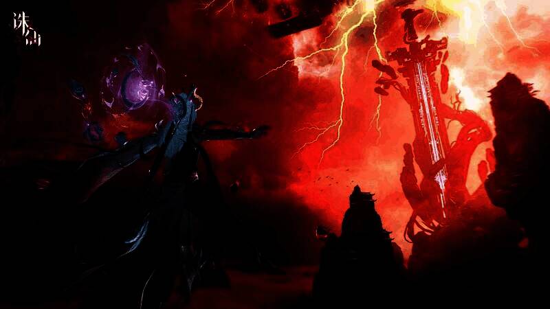 玩家角色渡劫场景，天雷轰鸣，气势磅礴