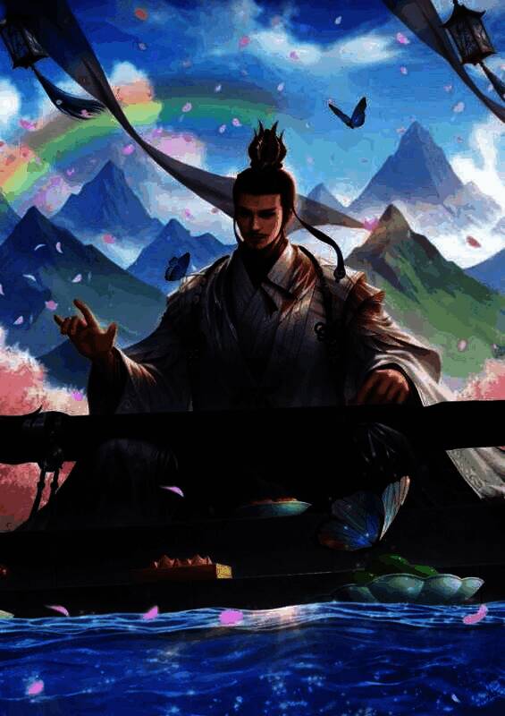 友诸葛亮原画，身着羽衣，手持羽扇，神情睿智