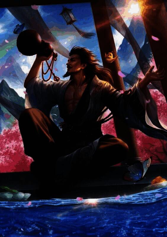 友庞统原画，身穿长袍，手持卷轴，目光坚定