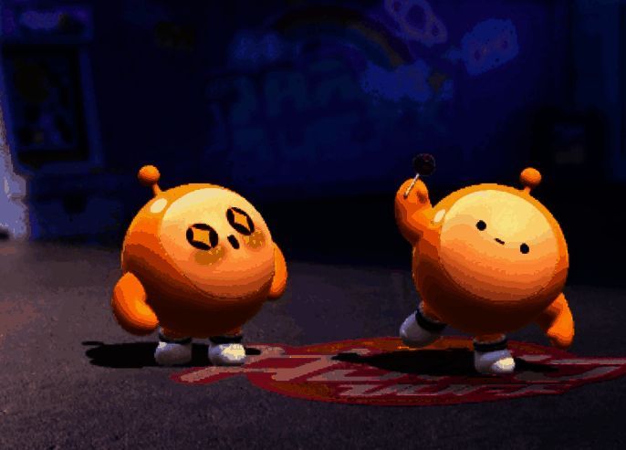 互动动作“抢棒棒糖”展示图，角色互动趣味十足