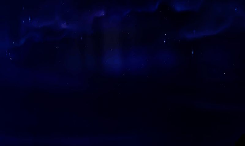 夜晚的虹光天气，远处极光闪烁，营造出梦幻般的氛围