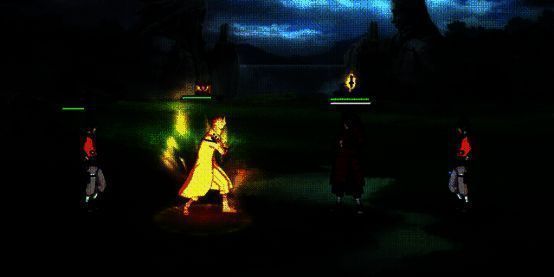 水门与鸣人并肩站立，共同释放尾兽联弹，能量交织升空