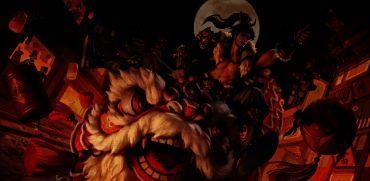 SP孙策皮肤展示，手持长戟，背景为烈焰燃烧