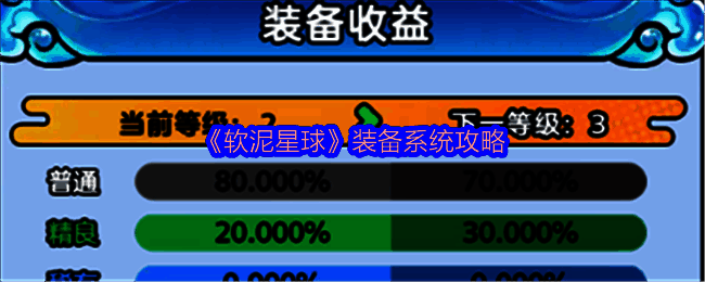 《软泥星球》装备获取界面展示，显示各类BOSS战斗奖励