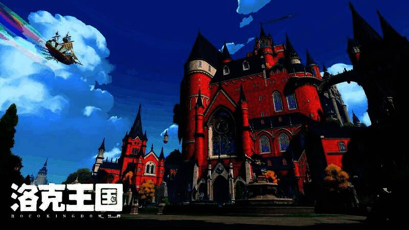 游戏内风景截图，夕阳下的金色麦田中，小洛克与精灵并肩而立