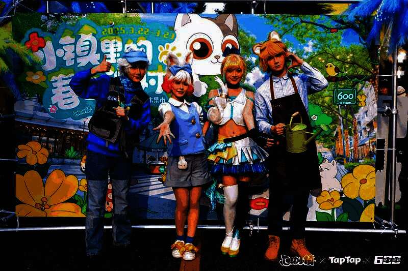 宇树机器人在活动现场行走，周围玩家兴奋围观拍照