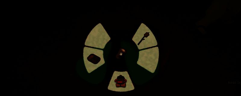 《PEAK》雨林区域场景，茂密植被覆盖，地面散落木箱与生存物资，角色正在翻找食物