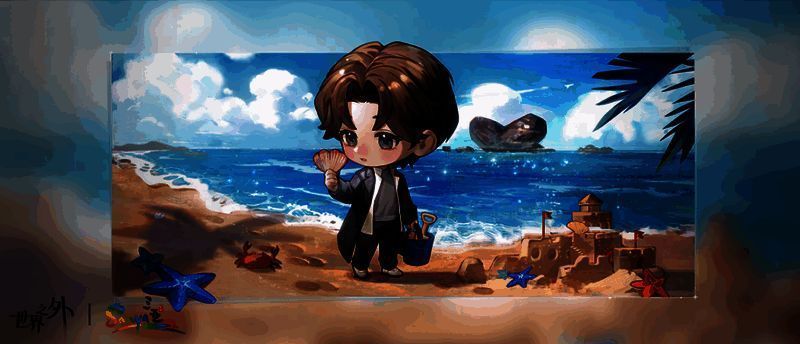 易遇身穿休闲外套站在灯塔前，海风轻拂发丝，眼神深邃望向远方，氛围感十足