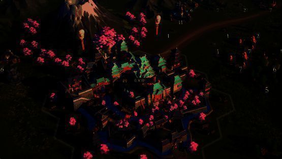 四大阵营主城概念图，分别对应森林、沙漠、雪原与黄金城邦风格