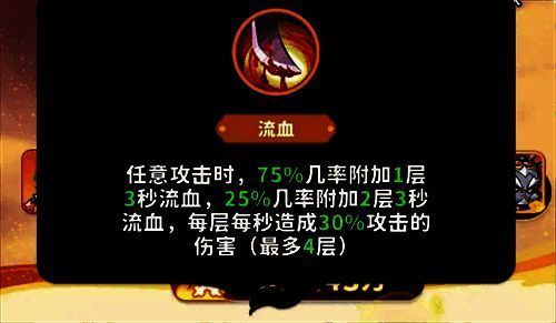 六耳猕猴流血技能图标，红色血液滴落特效，标注‘流血’与伤害数值