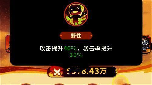 六耳猕猴野性技能图标，猛兽咆哮图案，显示攻击力与暴击率加成