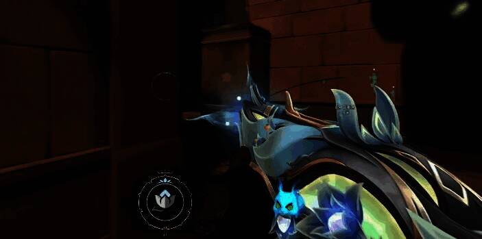 判官在暗处开火的场景，枪口火焰微弱，角色藏身于阴影中，突显隐蔽性