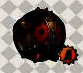 好斗的阿炮音擎展示图，红色机械风格设计，带有拳套造型，突出攻击增益特效