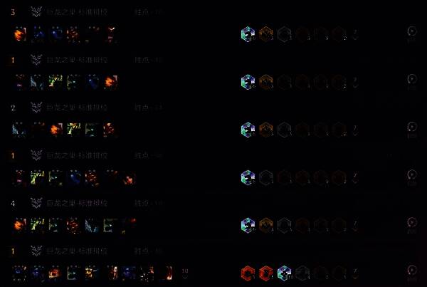 玩家战绩展示界面，多局比赛均使用六龙泰拉阵容，战绩序列21121231214，胜率极高