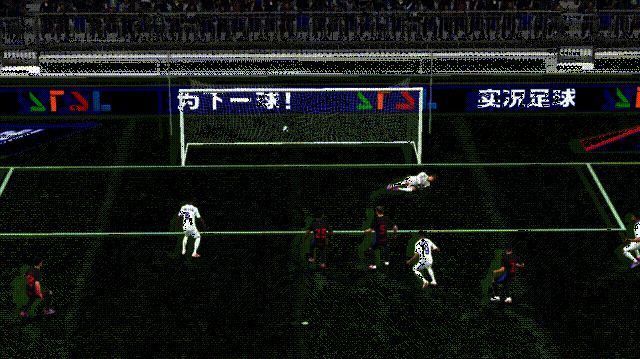 卡卡在禁区边缘连续盘带后完成射门的动画演示，展现盘带与终结一气呵成