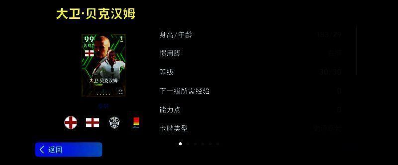 增能史诗高光贝克汉姆游戏形象，身穿红色球衣，眼神坚定，背景为灯光璀璨的球场