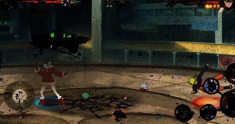 雏田站在飞行雪橇上，背后是盛放的烟花，礼物如星光般洒落，画面唯美浪漫