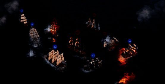 风帆舰队在海面上列阵航行，展现古典海战的战术美感