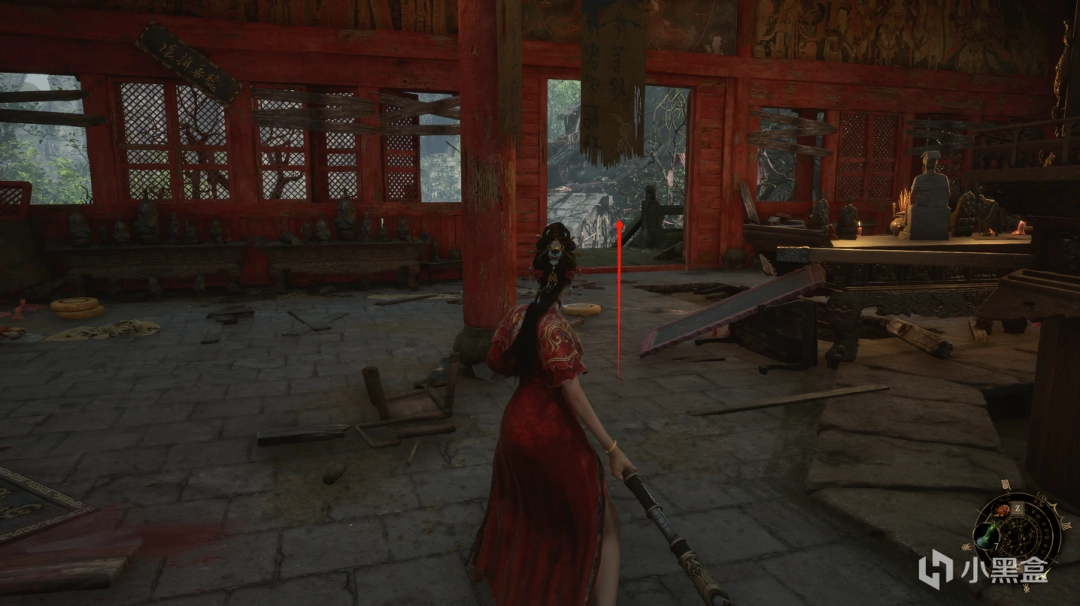 游戏角色站在一处发光的地面上，准备执行祭拜动作，前方为古老的石碑和香炉，气氛庄重肃穆