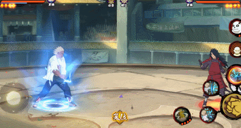 忍战艾全身缠绕蓝色雷电，高速冲刺中挥拳出击，空气因高压而扭曲，战斗节奏迅猛凌厉