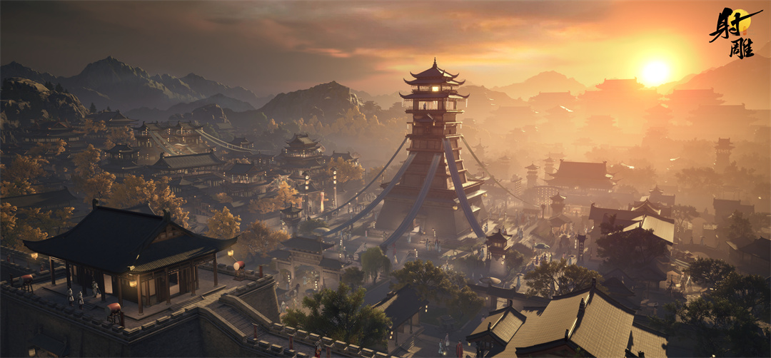 多位不同门派角色并肩站立，背景为恢弘江湖全景，象征多元玩家共同谱写武侠史诗