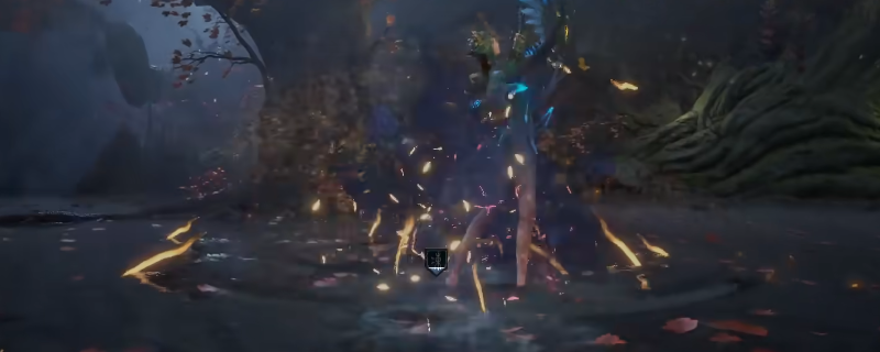 《明末：渊虚之羽》中角色施展‘遁入虚空’技能瞬间，周身泛起蓝色光晕，背景为破碎虚空的特效画面