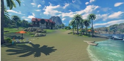 任务完成界面特写，屏幕上高亮显示「家园已解锁」金色徽章，背景为波光粼粼的蔚蓝海洋与悬浮岛屿，呼应「海洋白金卡」主题