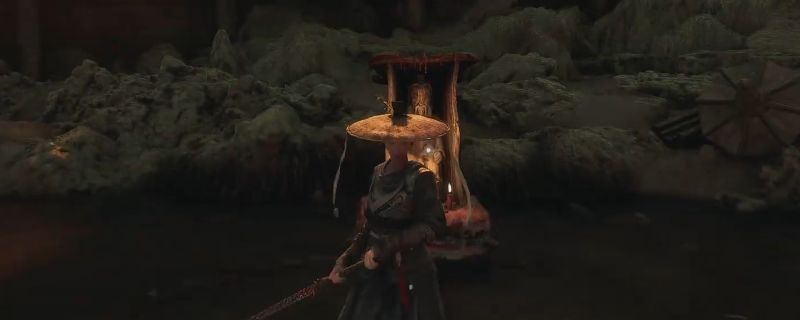 《明末：渊虚之羽》游戏内蜀王祠场景特写：古朴香炉青烟袅袅，NPC吴刚身着道袍侧立，背景可见朱红门柱与褪色蜀王匾额，画面色调沉郁厚重，充满明代末世神秘感