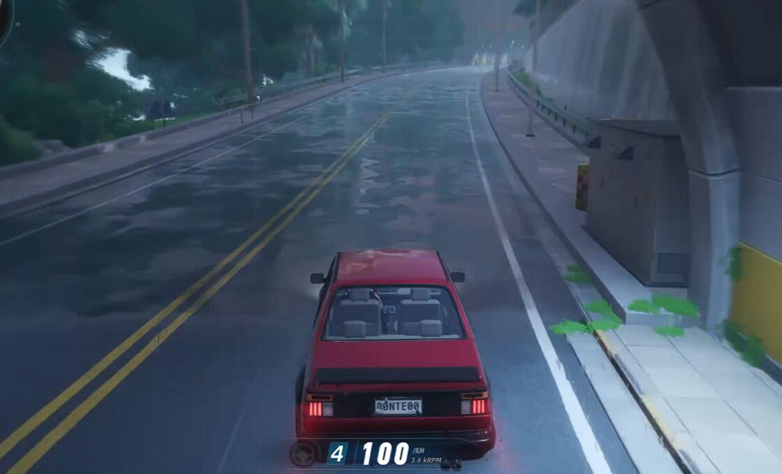 游戏内第一人称视角画面：玩家藏身于锈蚀油罐后，视野中可见远处公路弯道，地图小地图上正闪烁着一枚跳动的粉色章鱼图标