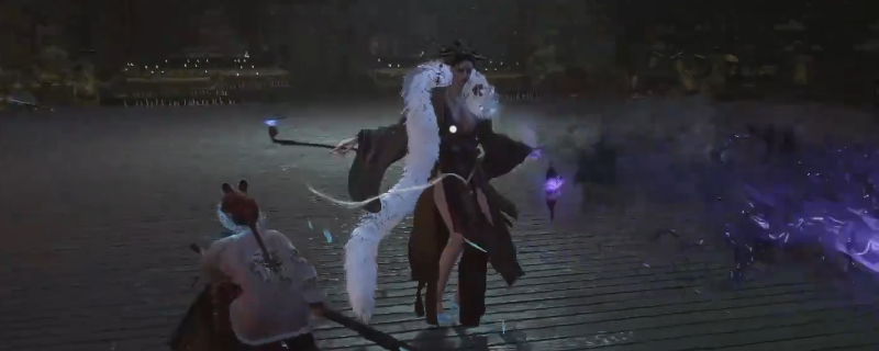 夜夫人黄嫣立绘特写：一袭墨紫长裙配银鳞软甲，手持双刃蝶骨匕首，眼神锐利如霜，背景浮现金色符文残影