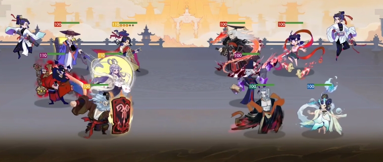 高配法师速攻队五人站位示意图：前排聂小倩居中释放雷法，两侧西施与判官呈扇形控场，后排龙女蓄力火球、嫦娥展开月华结界，全体角色脚下泛起高速脉冲光效