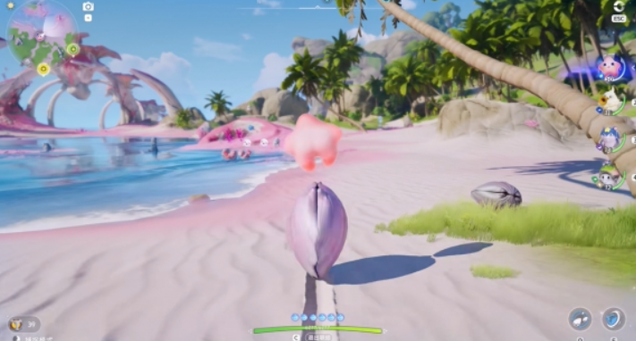 双人协作解谜特写：左侧屏幕显示玩家A正滑动技能条释放冰霜，右侧屏幕显示玩家B瞄准冰柱蓄力雷击，中央UI弹出‘共振频率匹配中…’动态提示