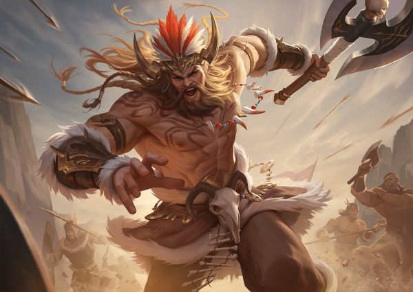 盲盒活动页面预览：动态转盘上环绕‘百蛮戎行·SP孟获’等皮肤图标，中心标注‘1次=10龙珠’，底部浮动提示‘首抽必得稀有皮肤’