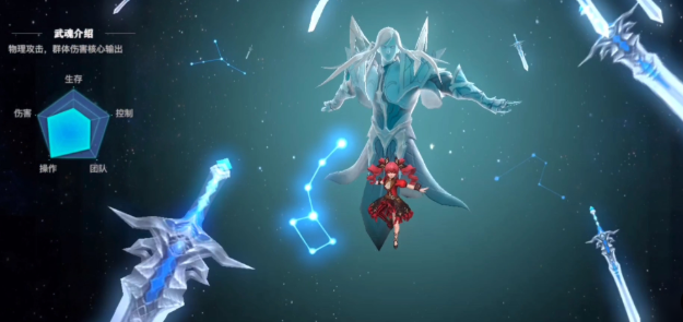 战斗实录动图截图：角色腾空跃起，七柄长剑环绕周身高速旋转，随后化作金色剑流横扫战场，前方三名敌方BOSS同时浮现‘斩杀’红色特效字